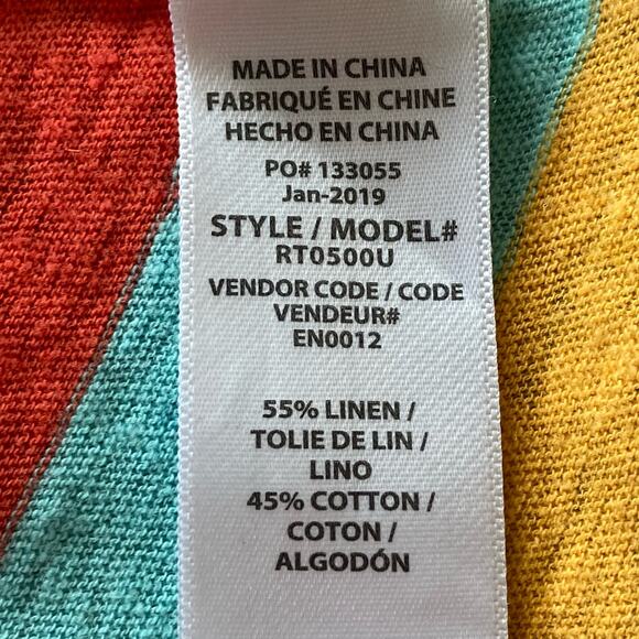 Splendid x Gray Malin Rainbow Striped Linen Blend Tank Top Medium Summer Casual - Picture 6 of 7